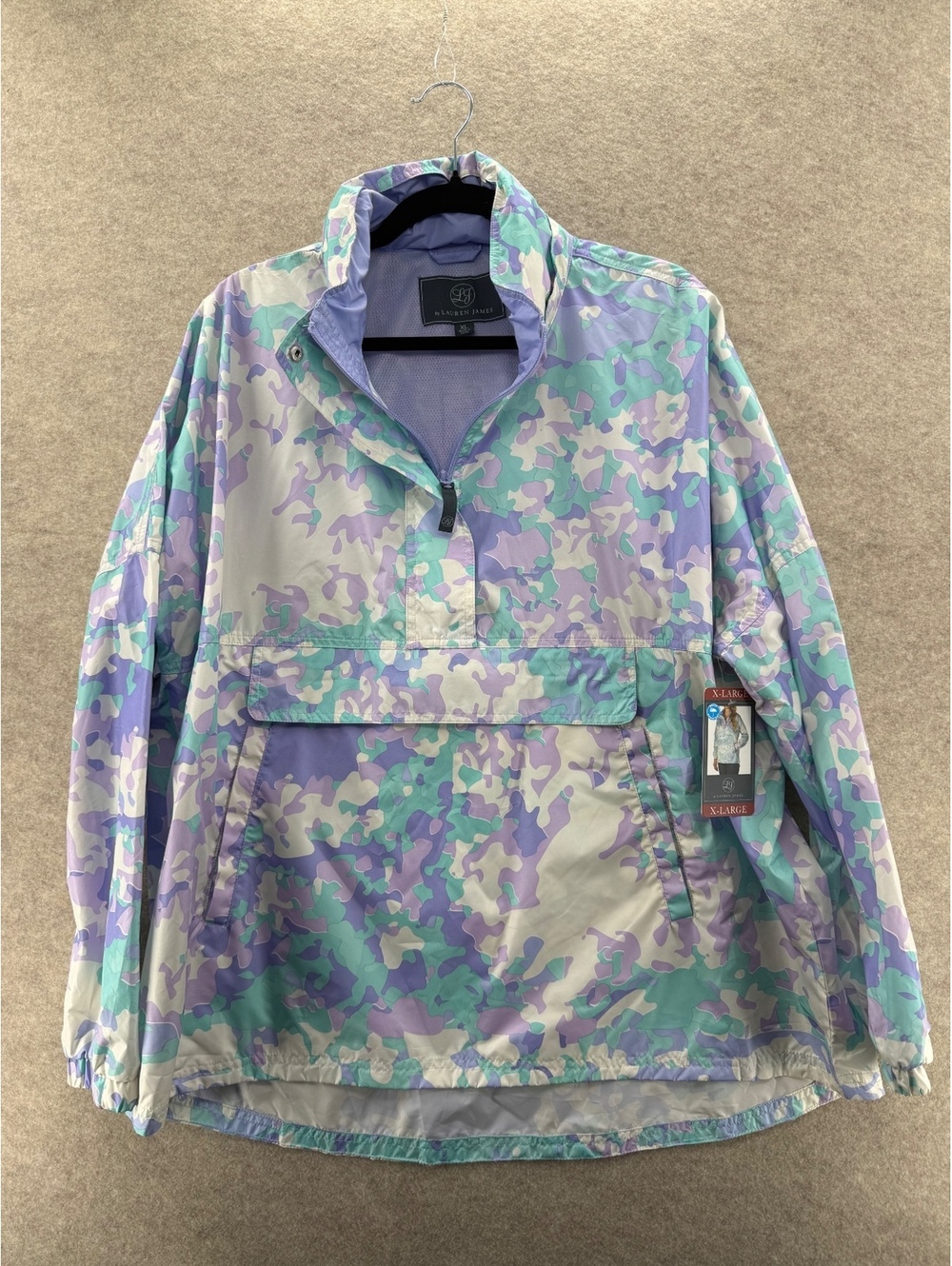 NWT Lauren James Camo Rain Jacket Pullover Windbreaker Women’s XL Hooded
